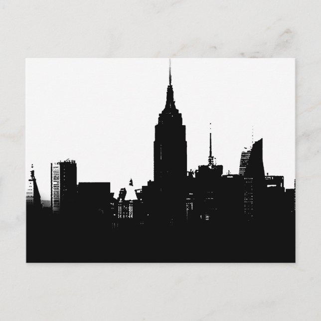 Black White New York Silhouette Postcard (Front)