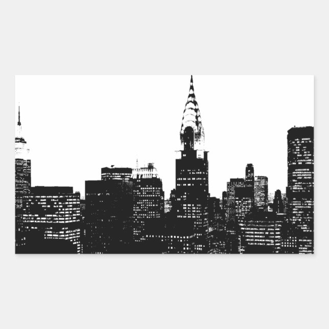 Black & White New York Silhouette Sticker (Front)