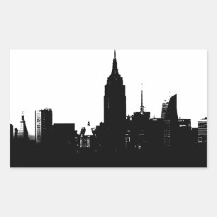 Black White New York Silhouette Sticker