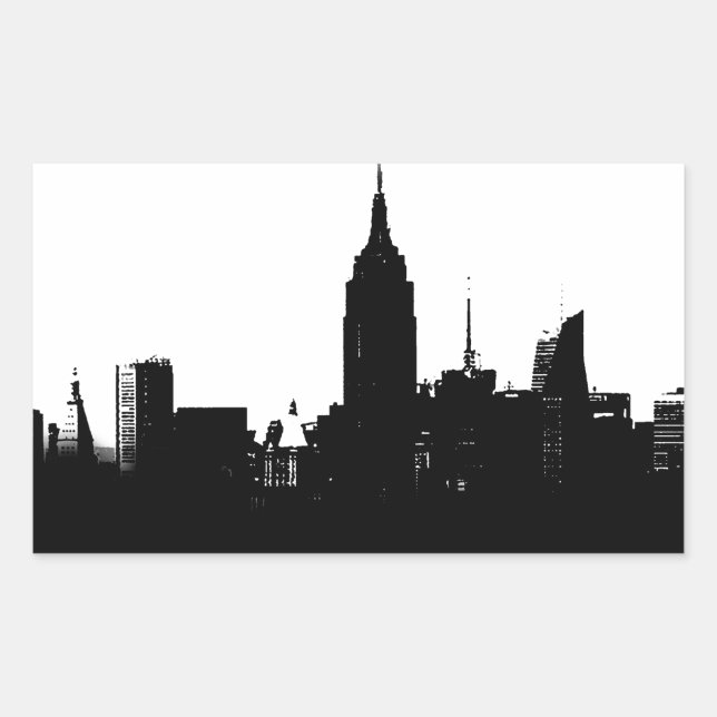 Black White New York Silhouette Sticker (Front)