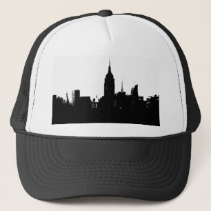 Black White New York Silhouette Trucker Hat