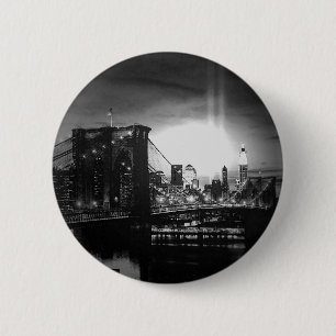 Black & White New York Skyline 2 Inch Round Button