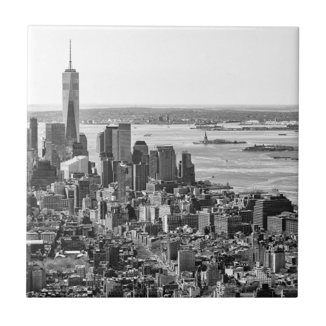 Black White New York Skyline Travel Photograpy Tile (Front)
