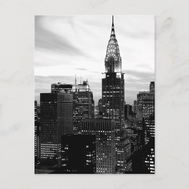 Black & White New York Vertical Postcard (Front)