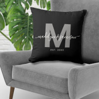 Black White Newlywed Couple Name Monogram
