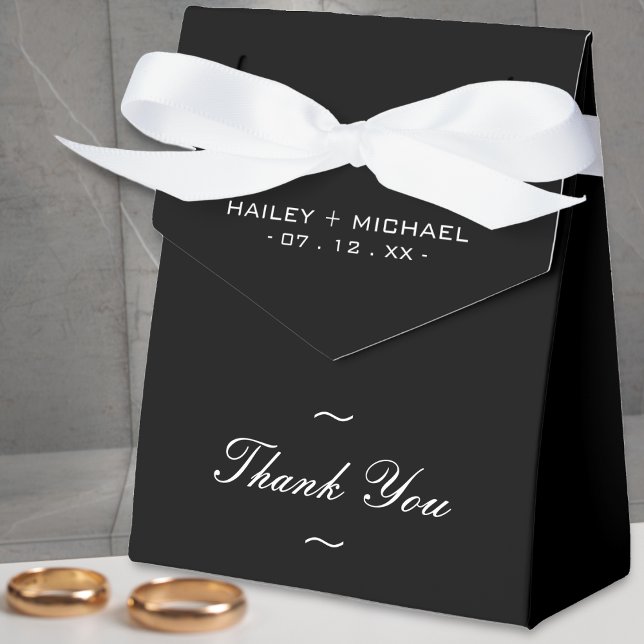 Black & White Newlywed Thank You Wedding Favor Box (black and white thank you wedding favor box)