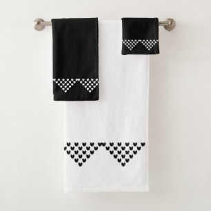 Black White Norwegian border Bath Towel Set