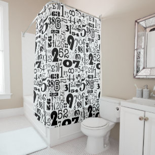 Black & White Numbers Shower Curtain