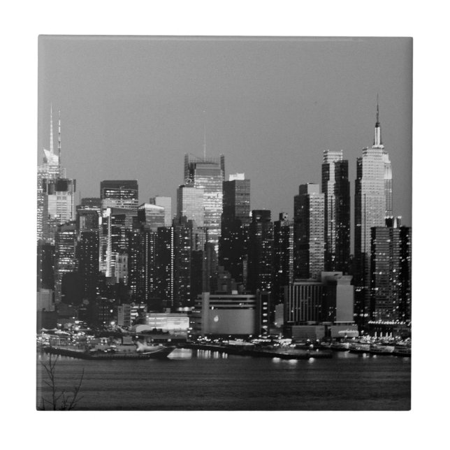 Black & White NY Skyline Tile (Front)