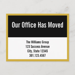 Black & White Office Moving Announcement Postcard