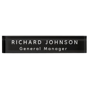 Black White Office Name Title  Nameplate