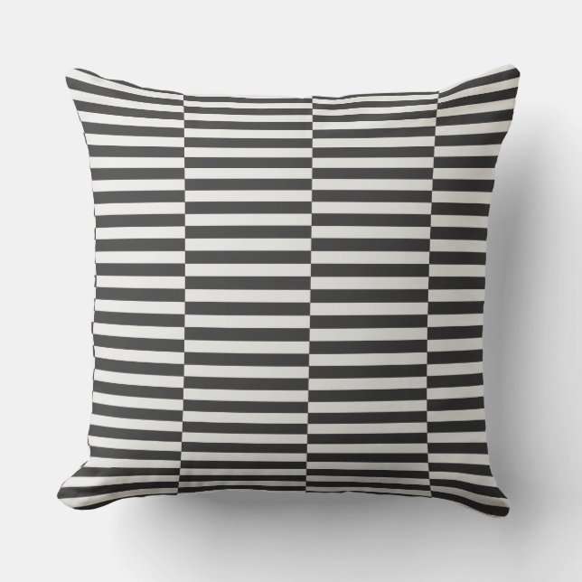 Black & White Offset Chequered Pattern Throw Pillo Outdoor Pillow (Front)