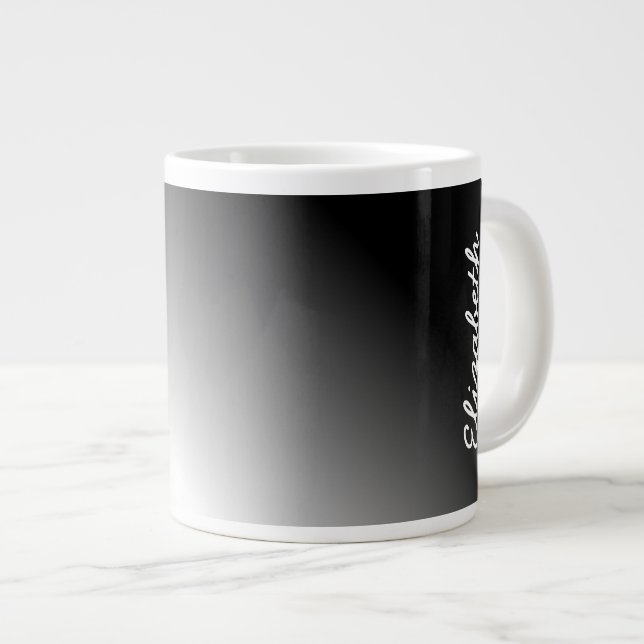 Black White Ombre Large Coffee Mug (Front Right)