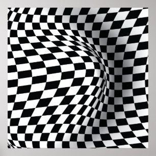 Black white op art optical illusion abstract print
