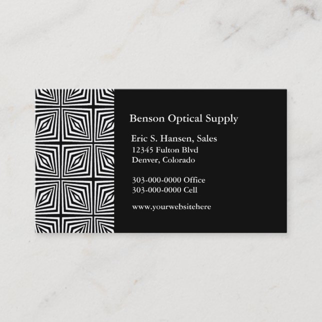Black White Optical Illusion Business Card (Front)