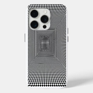 Black White Optical Illusion Design iPhone 15 Pro Case