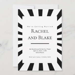 Black + White Optical Illusion Wedding Invitation