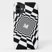 Black & White Optical Illusion, White Monogram