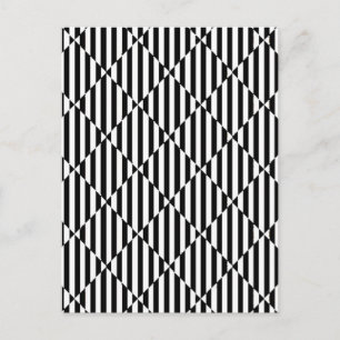 Black white optical illusions bent lines diamonds postcard