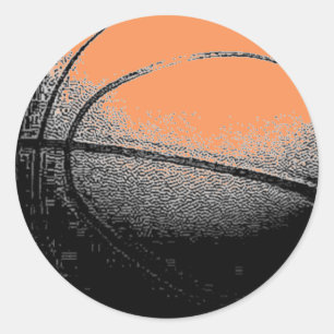 Black White Orange Basketball Pop Art Sticker