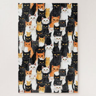 Black White Orange Cats Jigsaw Puzzle