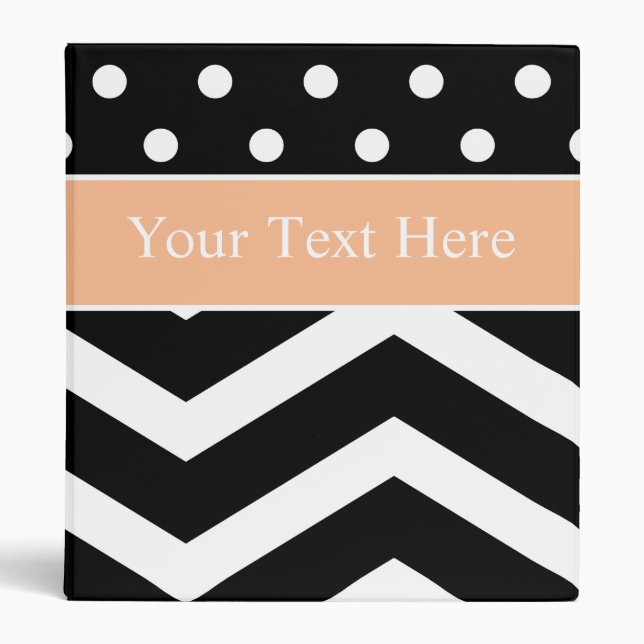 Black White Orange Chevron Custom Binder (Front)