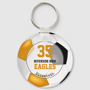 black white orange girls soccer team spirit keychain