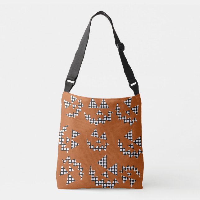 Black. White, & Orange Jack O’ Lanterns tote bag. (Front)