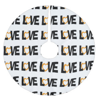 Black white orange love words tree skirt