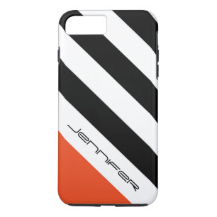 Black, White, Orange Stripe with Custom Name Case-Mate iPhone Case