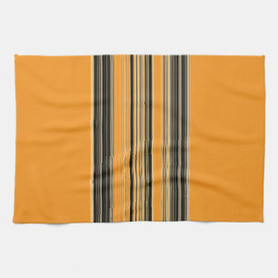 Black White Orange Striped Pattern Kitchen Towel