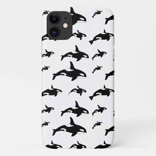 Black White Orca Killer Whale Marine Print Case-Mate iPhone Case (Back)
