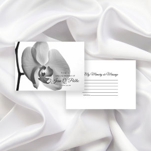 Black White Orchid Flower Share a Memory Funeral  Card
