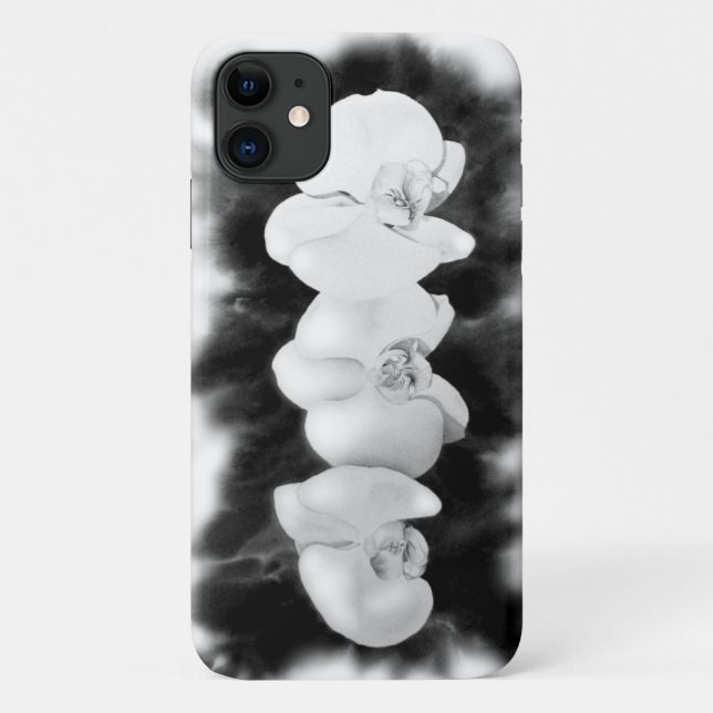 Black White Orchid painting tropical floral   Case-Mate iPhone Case (Back)