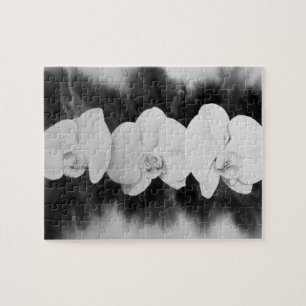 Black White Orchid painting tropical floral Jigsaw Puzzle
