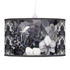 Black White Orchid Stripes Hanging Lamp