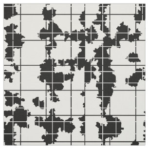 Black White Organic Abstract Art Design Fabric