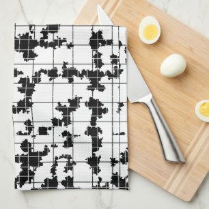 Black White Organic Abstract Art Design Kitchen Towel
