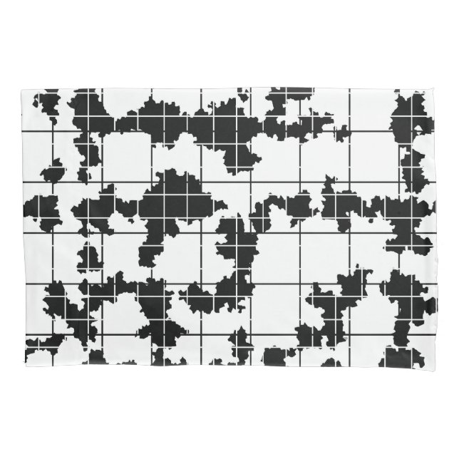 Black White Organic Abstract Art Design  Pillowcase (Front)