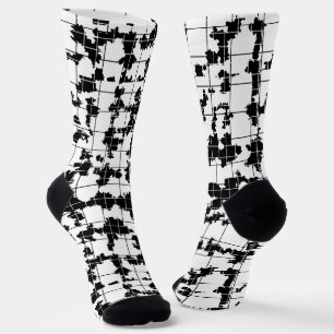 Black White Organic Abstract Art Design  Socks