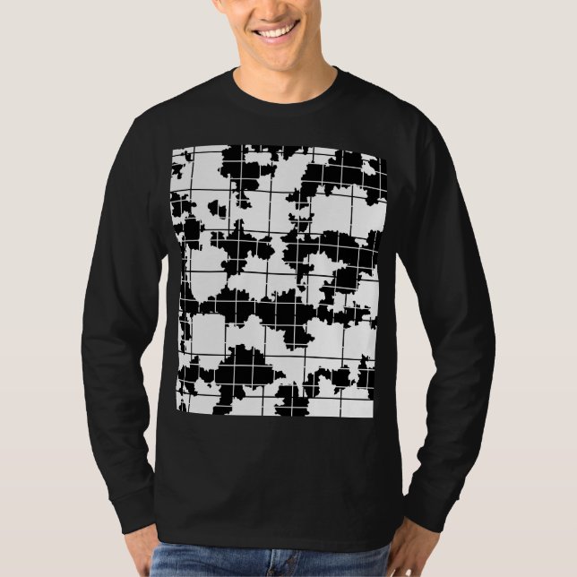 Black White Organic Abstract Art Design  T-Shirt (Front)