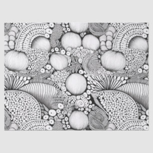 Black White Organic Geometric Pattern Tissue Paper