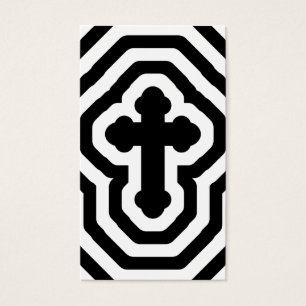 Black & White Ornate Cross with Concentric Stripes