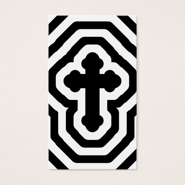 Black & White Ornate Cross with Concentric Stripes (Front)