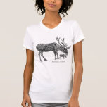 Black & White Ornate Floral Moose T-Shirt<br><div class="desc">Black and white floral moose. Ornate vintage abstract animal design</div>