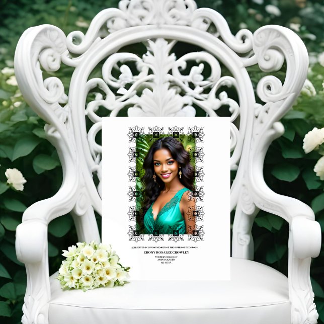 Black & White Ornate Frame Memorial Reserved Seat  Pedestal Sign (Black & White Ornate Frame Memorial Reserved Seat for Foto Tribute Loved One Pedestals Signs. )