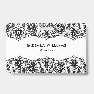 Black & White Ornate Lace Border Badge
