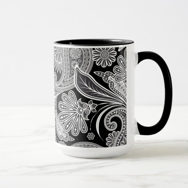 Black & White Ornate Paisley Mug (Right)
