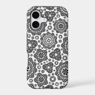 Black & White Ornate Retro Circles Pattern