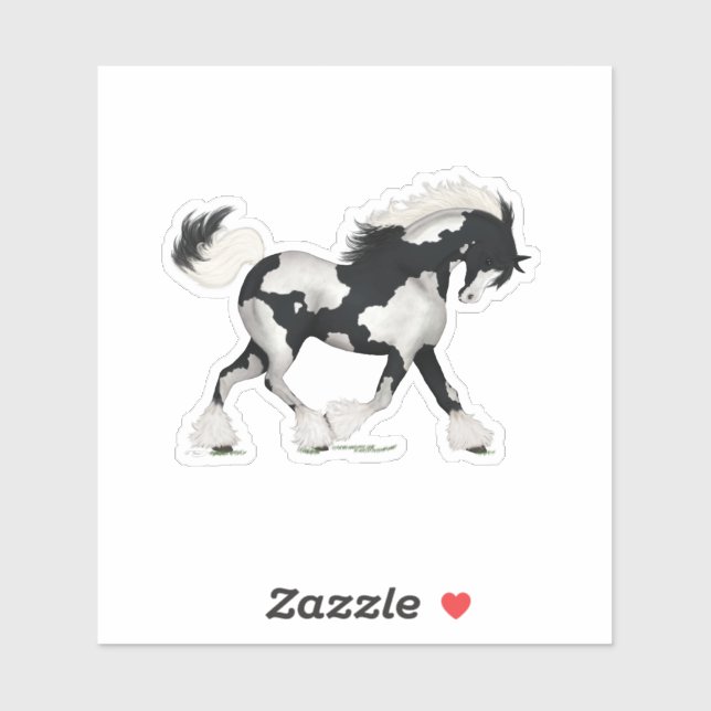 Black & White Overo Gypsy Vanner Horse Pony (Sheet)